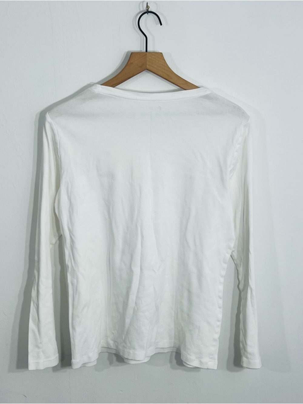 Stylus White Long Sleeve Pullover Scoop Neck Casual Top 100% Cotton Layering Top - Picture 4 of 4